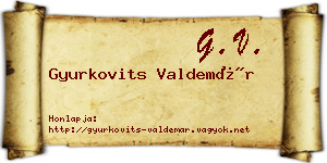 Gyurkovits Valdemár névjegykártya